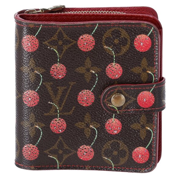 Louis Vuitton Compact Zip Bifold Wallet M95005 Monogram Cherry Canvas - Picture 1 of 7